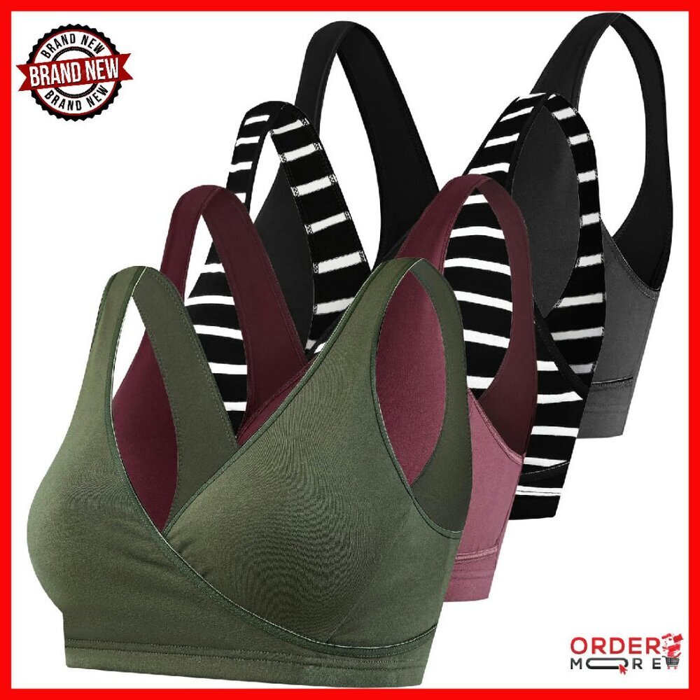 4 Pack Nursing Sleep Bra Maternity Bralette Cotton Breastfeeding Bras
